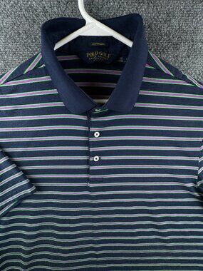 Polo Golf Ralph Lauren Performance Polo Shirt Striped Purple Green Blue Large